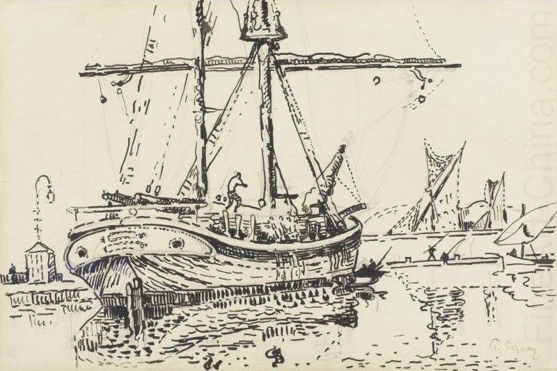 Paul Signac Docked Ship china oil painting image